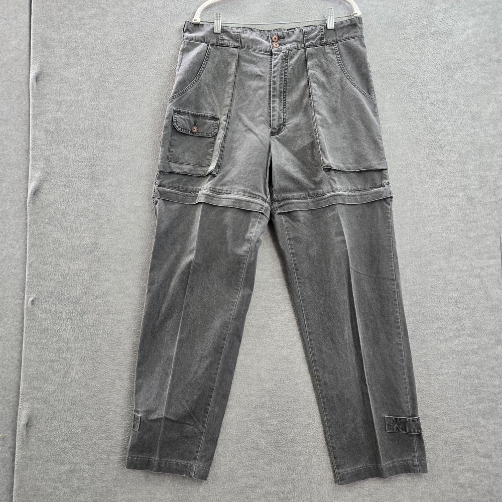 Cabelas Men Pants 36 Gray Chino Cargo Convertible Shorts 32 in Inseam READ